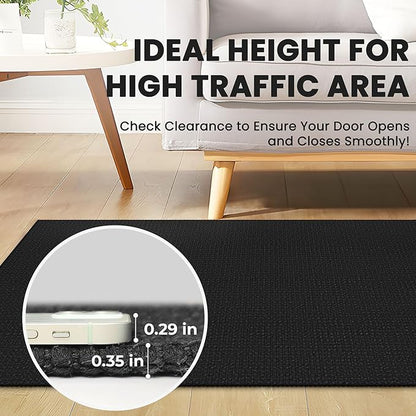 Braided Runner Rug 3x14 Ft Washable Runners for Hallways Non Slip Rubber Backed Kitchen Runners Cotton Long Entryway Runner Indoor, Woven Carpet for Hall Stair Entryway, Black/Grey