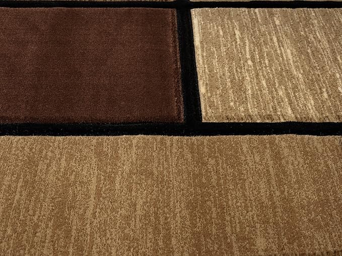 Ultra Soft Area Rug Hand Carved - Modern Abstract Design for Indoor Living Room & Bedroom - Stain Resistant, Easy to Clean - (2'7''x7, Brown)