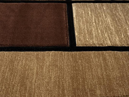 Ultra Soft Area Rug - Modern Abstract Design for Living Room & Bedroom - Foldable, Stain Resistant, Easy to Clean - (8x11, Brown)