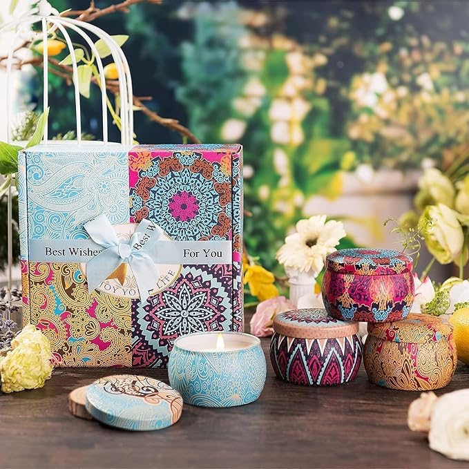 Scented Candles Gift Set,8% Essential Oil,8 Pack Aromatherapy Candle,Stress Relief Gifts for Women,120H Burning, Candles for Home Scented, Ideal for Birthday,Thanksgiving, Mother's Day,Valentine's Day