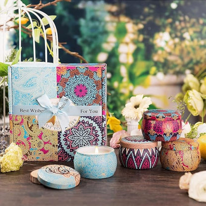 Scented Candles Gift Set,8% Essential Oil,8 Pack Aromatherapy Candle,Stress Relief Gifts for Women,120H Burning, Candles for Home Scented, Ideal for Birthday,Thanksgiving, Mother's Day,Valentine's Day