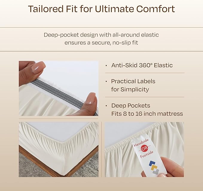 California Design Den Luxury King Bed Sheets - Buttery Soft 800 Thread Count Sateen, 100% Cotton Bed Sheets Set - Beats Fake Egyptian Claims, Deep Pockets, Durable Bedding Set (Creamy Ivory)
