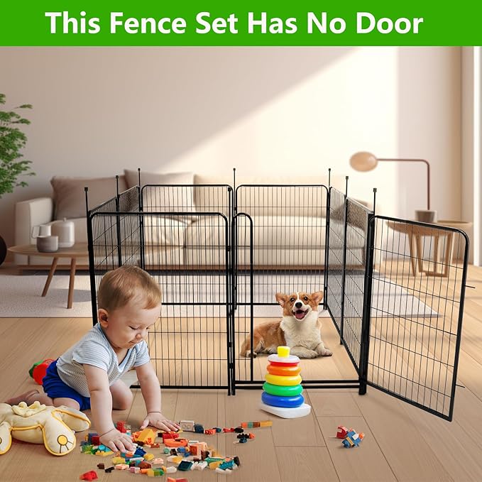 Garden Fence 36 Inch 14 Panels Without Gate,Black Dog Pen Wide Door,Be Suitable for Inside and Outside,Low Threshold Total 31 Ft(l) Garden Fence for Yard and Dog,