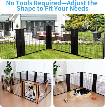 Heavy Duty Dog Playpen 32 Inch Height - Indoor Outdoor Pet Fence Enclosure for Medium and Small Dogs - Foldable Puppy Exercise Pen for Indoor and RV Camping or Yard (4 Panels, 32" H (Black))