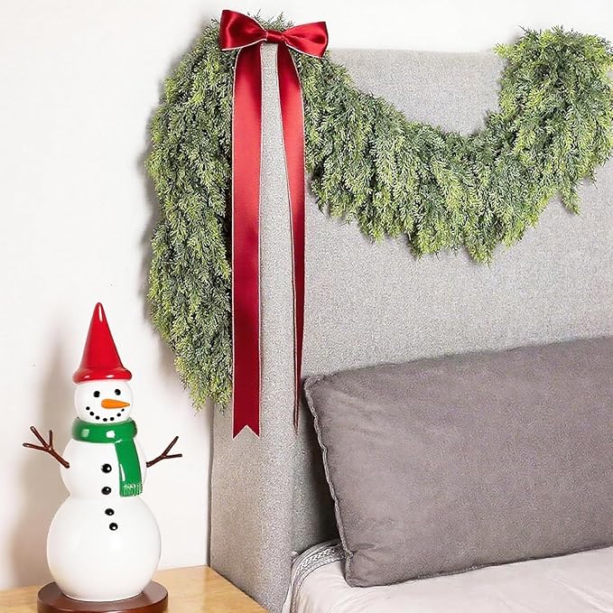 6FT Lifelike Cedar Christmas Garland,Artificial Realistic Faux Green Cedar Pine Garland,Thick and Lush,Soft Bendable, for Home Fireplace Indoor/Outdoor Christmas Holiday Party Decorations