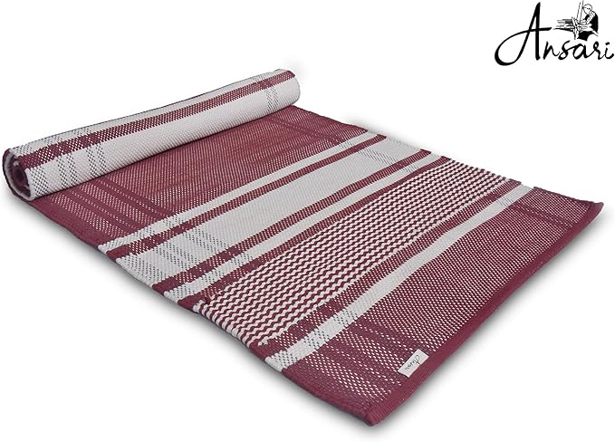 Craftyansari Handwoven Cotton Yoga Mat, Natural, 72 x 24 Inches, Fair Trade, Soft Absorbent Surface for Exercise, Workout, Meditation