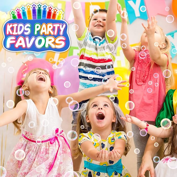 300 Pack Mini Bubble Wands in 10 Color, Bulk Party Favors for Kids, Ideal Goodies Bags Stuffers, Themed Birthday, Valentine, Easter, Halloween, Christmas, School Classroom Prizes for Boys & Girls