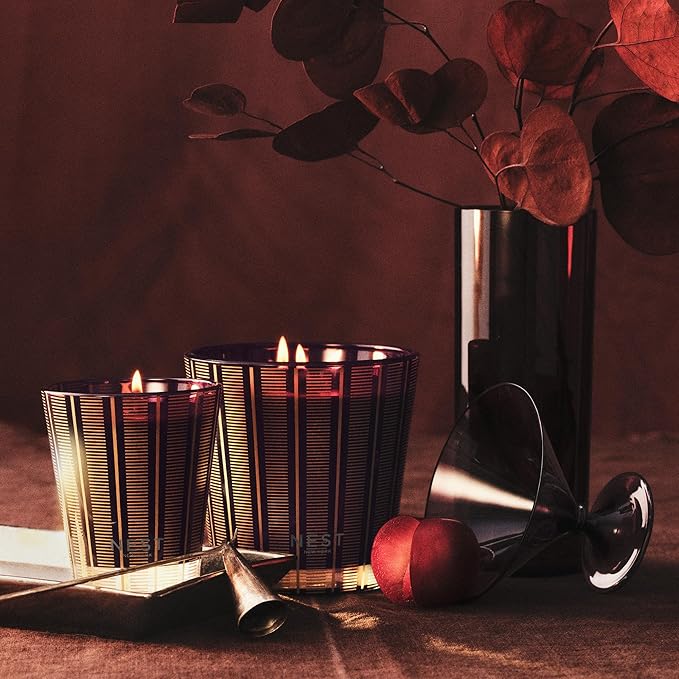 NEST New York Scented 3-Wick Candle, Autumn Plum - 21.2 oz - Up to 100-Hour Burn Time - Reusable Glass Vessel