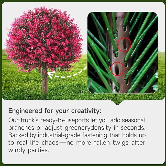 Faux Rose Boxwood Balls for Outdoor Planters Topiary Set of 2,UV Resistant Artificial Shrub Bushes Trees with Spike for Porch,Indoor,Garden