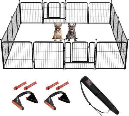 FXW Instant Unleashed Dog Playpen, Portable Pet Fence for Outdoor, RV Trips, and Camping, 24 inch, 16 Panels for Puppy and Small Dogs with Easy-Carry Straps (2 Pack) and Stake Bag│Patented
