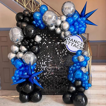 Dark Blue and Black Balloon, 60 Pcs 12 Inches Navy Blue and Metallic Silver Balloons for Kids Adults Birthday Space Party Wedding Baby Shower
