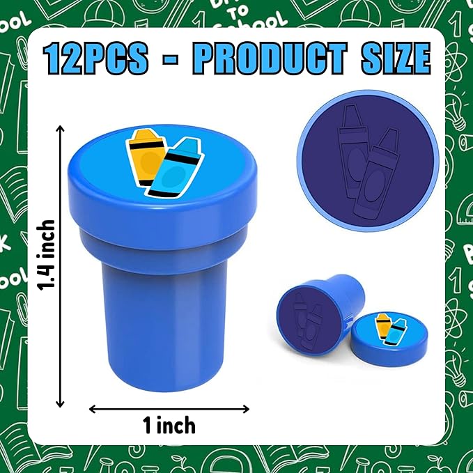 36PCS Back to school Party Favors - 24PCS Pre-Cut Temporary Tattoos & 12PCS Stamps - Ideal Welcome First Day Of School Themed Birthday Card Decorations Supplies Goodie Bag Kids Gifts Classroom Rewards