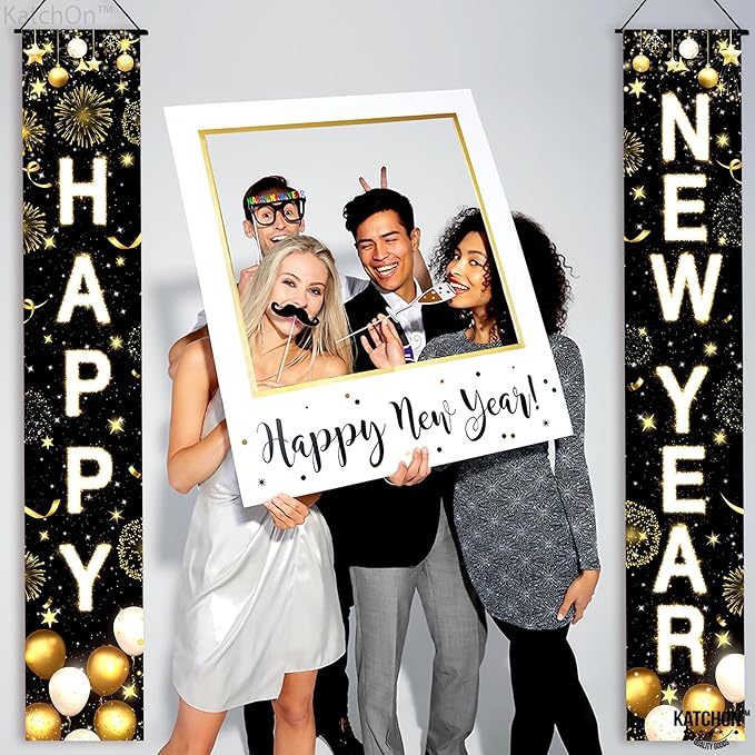 KatchOn, XtraLarge Happy New Year Banner - 72x12 Inch | Porch Banner for New Years Eve Party Supplies 2026, Nye Decorations 2026 | Happy New Years Decorations 2026 | Nye Decor 2026