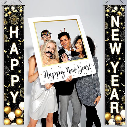 KatchOn, XtraLarge Happy New Year Banner - 72x12 Inch | Porch Banner for New Years Eve Party Supplies 2026, Nye Decorations 2026 | Happy New Years Decorations 2026 | Nye Decor 2026