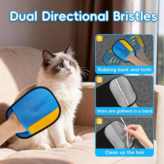 Thickened Ectrostatic Pet Hair Removal Glove, Magic Brush Pet Hair Remover Tool for Cat & Dog, Upgraded Reusable Pet Hair Gloves for Couch, Clothing, Carpet & Car Seat, Cat Grooming Gloves