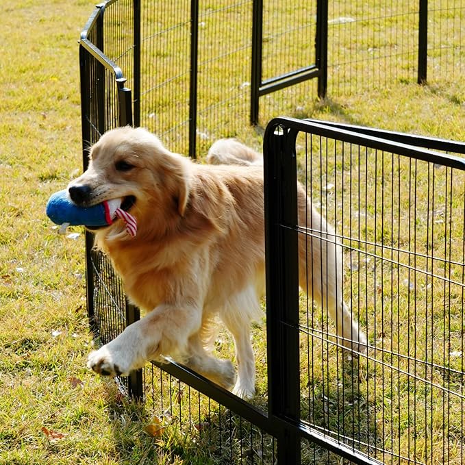 SunsGrove Dog Playpen Outdoor, Heavy Duty 40 Inch 4 Panels Play Pen for Medium and Large Dogs, Free and Safe Play Dog Fence, Black