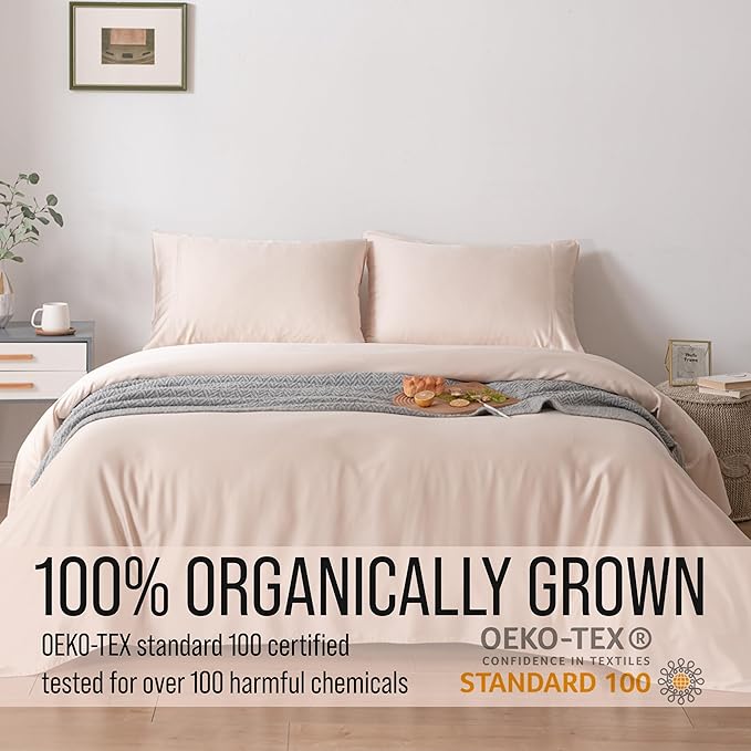 Bella Coterie Luxury Bamboo Viscose Twin XL Size Sheet Set | 100% Organically Grown | Ultra Soft | Cooling for Hot Sleepers | 18" Deep Pocket [Champagne]