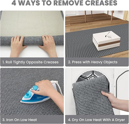 Braided Runner Rug 3x14 Ft Washable Runners for Hallways Non Slip Rubber Backed Kitchen Runners Cotton Long Entryway Runner Indoor, Woven Carpet for Hall Stair Entryway, Dark Grey/Grey