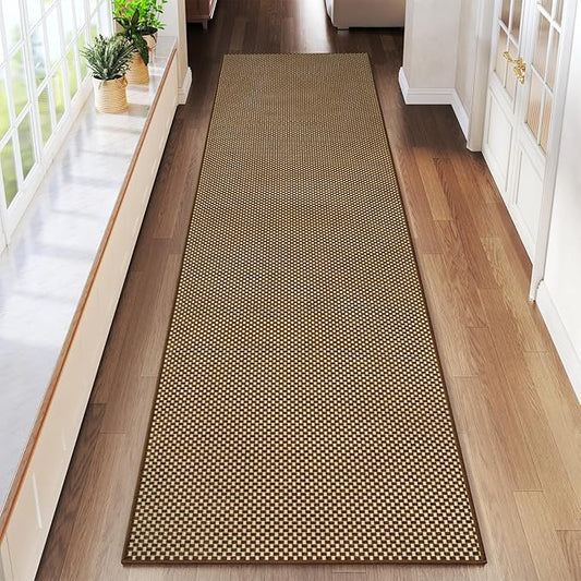 YDKGL 2x8 ft Hallway Runner Rug Extra Long Boho Woven Kitchen Runner Rugs Mat Non Slip Washable, Soft Entryway Laundry Floor Carpet for Indoor Backdoor Bedroom Hallway Living Room, Dark Brown/Coffee