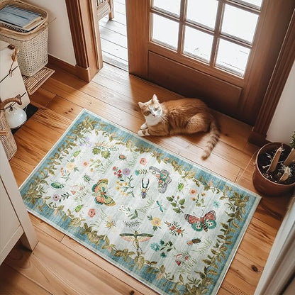 2x3 Washable Throw Rugs for Entryway: Door Mat Indoor Entrance Small Area Rug Non-Slip Low Pile Soft Kitchen Rug for Front Door Indoor Entrance Bedside Entry Kids Room