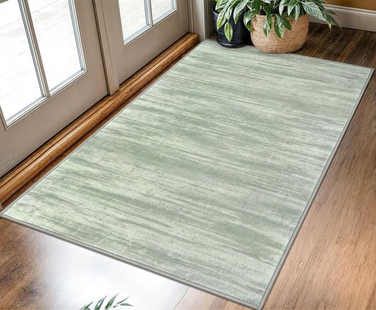 KOZYFLY Modern Abstract 3x5 Area Rug Washable Bedroom Rug Green, Throw Entry Mat Non-Slip Stain Resistant Carpet Dining Room Rug with Soft Low Pile for Living Room Kitchen Bath Office