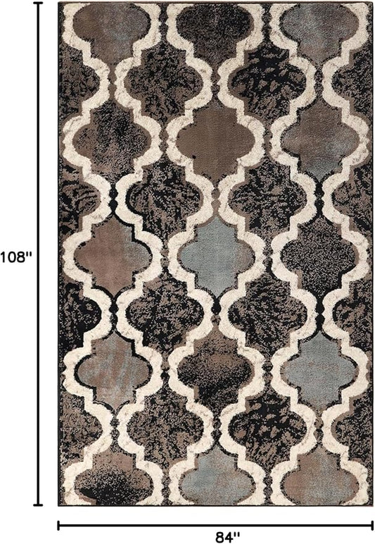 Superior Indoor Large Area Rug, Jute Backed, Perfect for Living/Dining Room, Bedroom, Office, Kitchen, Entryway, Modern Geometric Trellis Floor Decor, Viking Collection, 7' x 9', Chocolate