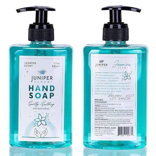 Antibacterial Hand Soap with Pump, Jasmine Scent, Liquid Hand Soap 17 Fl Oz (Pack of 6)