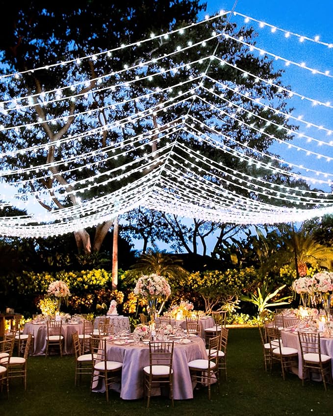 380LED 125FT Christmas Lights, Extra Long Outdoor String Lights Waterproof, Timer & Memory, 8 Modes Dimmable Plug in Fairy for Classroom Decor Outside Tree Wedding Patry Cool White