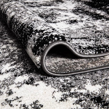Keen Home Design Area Rugs - 8x10 Non-Shedding, Abstract Rugs for Kitchen, Living Room, Bedroom, Dining Room, Entryway - Size: 7'3" x 10'2", Abstract Black