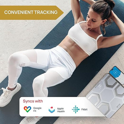 INEVIFIT EROS Bluetooth Body Fat Scale Smart BMI Highly Accurate Digital Bathroom Body Composition Analyzer with Wireless Smartphone APP 400 lbs 11.8 x 11.8 inch (White)
