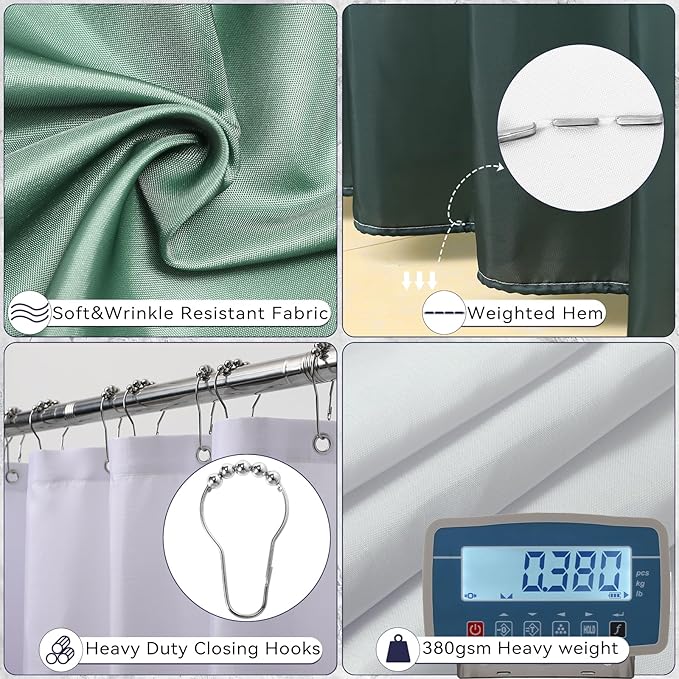 Dark Green Bathroom Set - Green Bathroom Accessories Set, 24PCS Bathroom Accessory Set with Shower Curtain, Bath Towels, Trash Can, Soap Dispenser, Green Bathroom Accessories for Home
