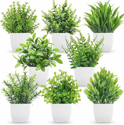 Der Rose 8 Pack Fake Plants Small Artificial Faux Potted Plants for Home Office Farmhouse Bathroom Bedroom Decor Indoor