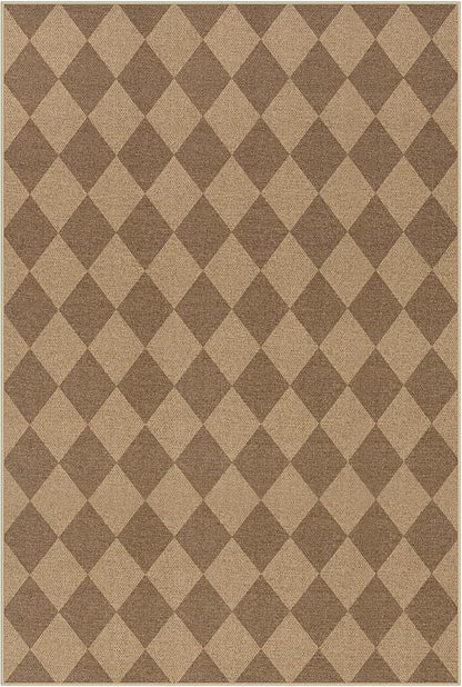 Lahome Checkered Easy Jute 6x9 Rug, Large Rugs for Living Room Dining Room Farmhouse Indoor Outdoor Carpet, Checkerboard Washable Geometric Rug Non Slip Black Carpet for Office Backyard Patio