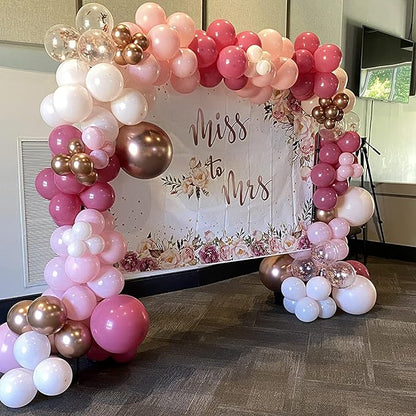 Dusty Rose Balloon Set, 60 Packs 12 Inch Retro Pink Metallic Chrome Rose Gold Pearl Macaron Light Pink Balloons for Girls Birthday Decorations, Bridal Shower, Wedding, Bachelorette Party