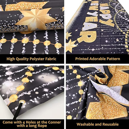 KatchOn, Large Happy New Year Banner - 72x44 Inch | New Years Eve Party Supplies | Happy New Year Backdrop for New Years Decorations 2026 | NYE Decorations 2026, NYE Party Supplies 2026
