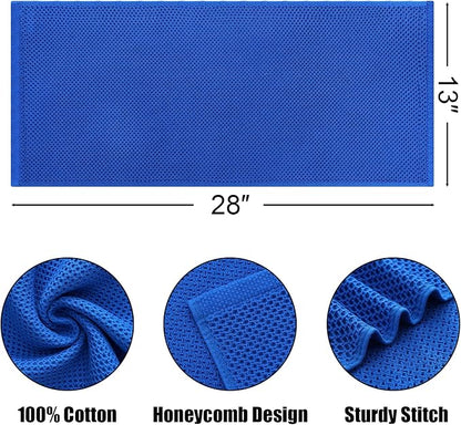 Kitinjoy 100% Cotton Waffle Weave Kitchen Towels, 4-Pack Super Soft and Absorbent Dish Towels for Drying Dishes, Kitchen Hand Towels, 13 in x 28 in, Blueberry