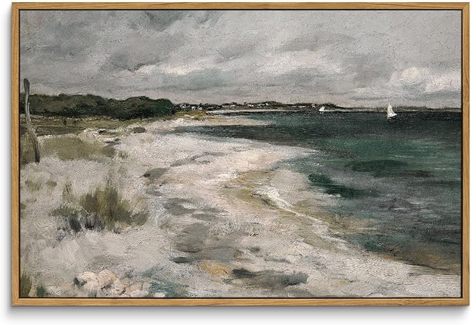 InSimSea Framed Canvas Wall Art Vintage Decor, Room Decor Large Coastal Seaside Scenery Wall Decor, Retro Paintings Home Decor, Classical Art Prints for Living Room, Bedroom, Office, 16"x24"
