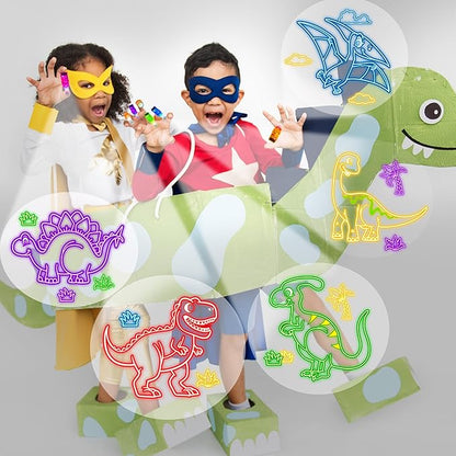 24PCS Dinosaur Neon Party Favors-LED Finger Lights: Dino Birthday Glow in the Dark Toys Bulk for Kids Boys Girls,Dinosaur Party Decorations Supplies Goodie Bags Stuffers, Classroom Prizes, Fun Gifts