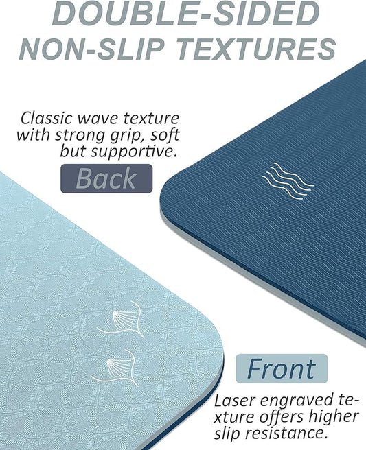 BEAUTYOVO Yoga Mat with Strap, 1/3 Inch Extra Thick Yoga Mat Double-sided Non Slip, Professional TPE Yoga Mats for Women Men, Workout Mat for Yoga, Pilates and Floor Exercises