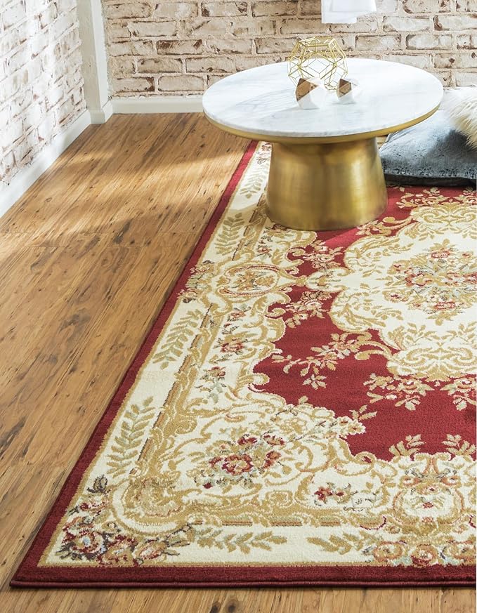 Rugs.com Chateau Collection Rug – 5x8 Red Medium-Pile Rug Perfect for Bedrooms, Dining Rooms, Living Rooms