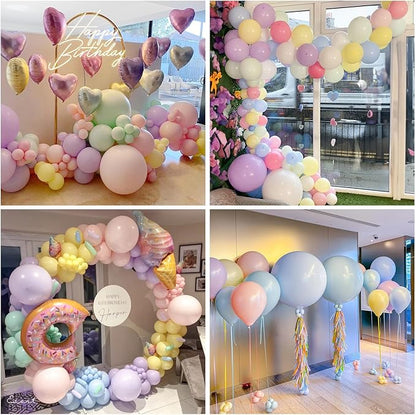 60 PCS Pastel Balloons, 12 Inch Macaron Latex Balloon Pastel Multicolor Party Balloons Assorted Color Rainbow Helium Balloon for Girl Birthday Wedding Anniversary Baby Shower Party Decorations