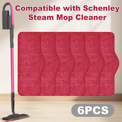 6 Pack Steam Mop Pads Compatible with Schenley Steam Mop Cleaner,Microfiber Steam Mop Replacement Pads for Schenley Steam Mop 7 in 1,Reusable and Washable Steam Mop Accessories for Floor Cleaning