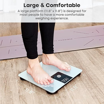 GE Scale Body Weight Bathroom, 500lbs Weight Scales for People BMI Accurate Bluetooth Weighing Device Digital Electronic Weigh Machine White