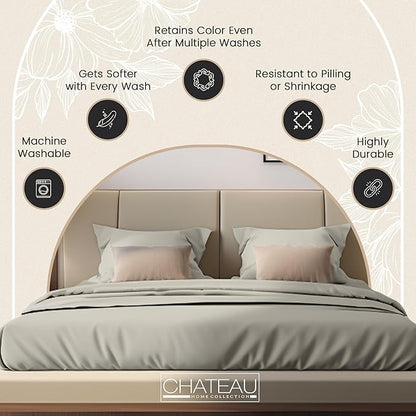 100% Organic Cotton XLTwin Sheets Set, 300TC Sateen Weave 3 PC Twin XL Bed Sheets, Fully Elasticated Sheet & Pillowcase Sets, Soft & Comfy No lint Machine Washable Fade Resistant- Silver