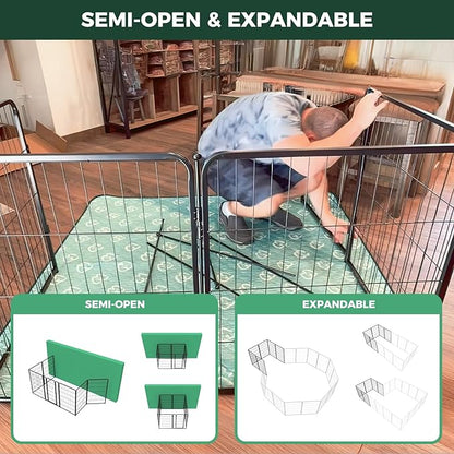FXW Homeplus Unleashed Indoor Dog Playpen - Stress-Free and Safe Play, Heavy Duty 45 Inch 6 Panels Dog Pen for Large Dogs, Black│Patented