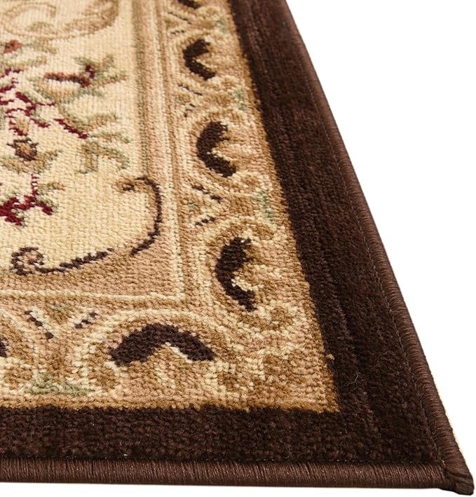 Rugs.com Chateau Collection Rug – 6 Ft Runner Brown Medium Rug Perfect for Hallways, Entryways