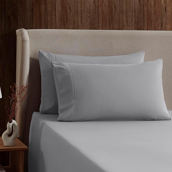 Nestl California King Sheet Set - 1800 Ultra-Soft Microfiber Cal King Bed Sheets - Double Brushed - Deep Pockets - Easy Fit - 4 Piece Set - Bed Sheets (California King, Grey)