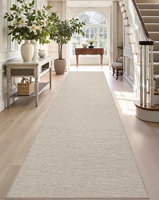 DEXI Hallway Runner Rug 2'4''x10', Non Slip Rubber Backed Runners Carpet, Ultra Thin Entryway Rugs Indoor for Kitchen Hallway Entrance Bedroom, Beige