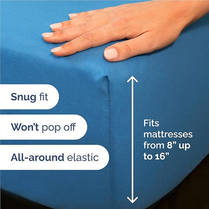 Full Size 4 Piece Sheet Set - Comfy Breathable & Cooling Bed Sheets Set - Hotel Luxury Bedding for Women, Men, Kids, Teens, Boys & Girls - Deep Pockets, Soft and Wrinkle Free - Oeko-Tex - Denim Blue