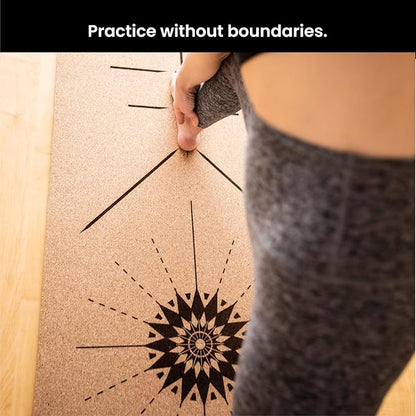 Luxury Cork Yoga Mat - Non Slip, Extra Thick Grip. Thicker, Longer, and Wider for More Comfort and Support. Tough Enough For Hot Yoga. Natural, Non Toxic, and Eco Friendly. Optional Alignment Lines.